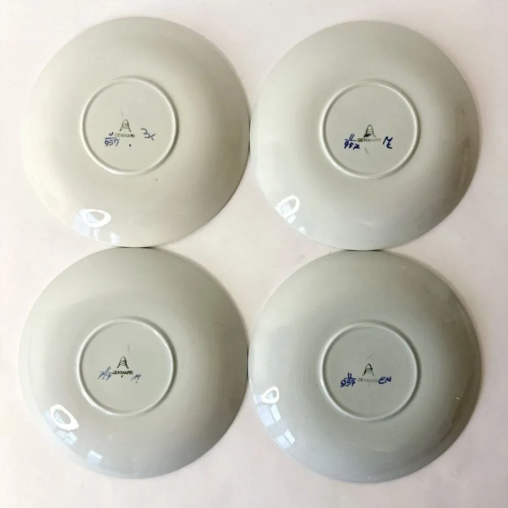 Set Of 4 Royal Copenhagen Dennark‎ Tranquebar Blue Saucer Plates 957